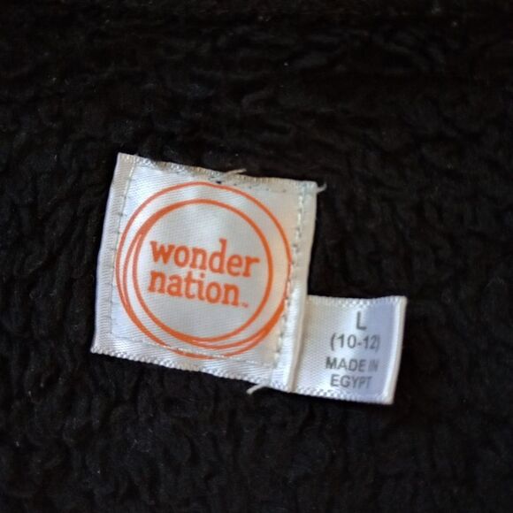 Wonder Nation Black Sherpa Jacket with Hood Size Large 10-12 - Picture 5 of 8